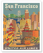 United Airlines San Francisco City View - Giclée Art Prints & Posters
