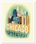 Chicago Skyline - Skyscrapers - c. 1950's - Fine Art Prints & Posters