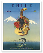 Scandinavian Airlines Chile, Gaucho Guitar - Giclée Art Prints & Posters