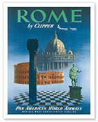 Pan American: Rome by Clipper - Vatican and Coliseum - Giclée Art Prints & Posters