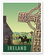 Ireland - Celtic Cross - c. 1950's - Fine Art Prints & Posters