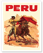 Peru - Pan American World Airways - Bullfighting Matador - c. 1946 - Fine Art Prints & Posters