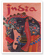 India - Adorned Elephant - c. 1960 - Fine Art Prints & Posters