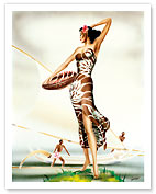 Hawaiian Woman In Sarong - Giclée Art Prints & Posters