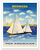 Pan Am, Bermuda Sailboats via Jet Clippers - Fine Art Prints & Posters