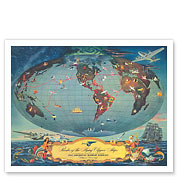 Pan Am, Routes of the Flying Clipper - Giclée Art Prints & Posters