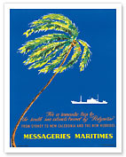 Messageries Maritimes - Palm & Ship - Fine Art Prints & Posters