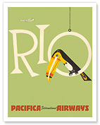 Rio de Janeiro, Brazil - Pacifica International Airways - Toucan - c. 1960's - Fine Art Prints & Posters