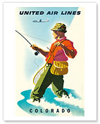 United Airlines - Colorado Fisherman - Giclée Art Prints & Posters