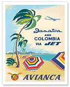 Jamaica & Columbia via Jet Travel Avianca - Fine Art Prints & Posters