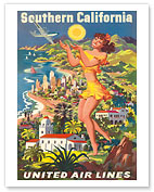 Southern California, United Airlines - Fine Art Prints & Posters