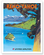 United Airlines Reno/Tahoe - Lake and Mountains - Giclée Art Prints & Posters
