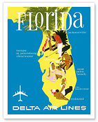 Florida - Golf - Scuba Diving - Sunbathing - Delta Air Lines - Giclée Art Prints & Posters