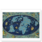 Aviation World Map Planisphere - Giclée Art Prints & Posters