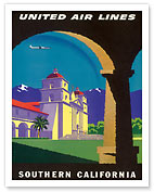 United Airlines - Southern California Mission - Fine Art Prints & Posters