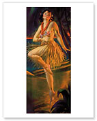 Firelight Hula, Hawaiian Pin-up Girl - Fine Art Prints & Posters