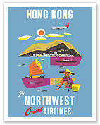 Hong Kong - Fragrant Harbour - Northwest Orient Airlines - Fine Art Prints & Posters