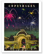 Wonderful Copenhagen - Fireworks at Tivoli Gardens - Giclée Art Prints & Posters