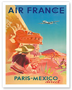 Aviation Paris-Mexico Direct - Aztec Pyramid of the Sun - Fine Art Prints & Posters