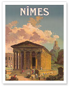 Nîmes, France - Maison Carrée Roman Temple - Chemins de fer de Paris-Lyon-Méditerranée Railway (PLM) - Fine Art Prints & Posters