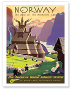 Norway Pan Am, Land of the Midnight Sun - Giclée Art Prints & Posters