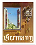 Germany - German Black Forest Cuckoo Clock - c. 1952 - Fine Art Prints & Posters