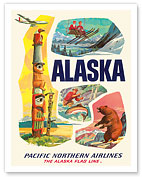 Alaska USA - The Alaska Flag Line - Pacific Northern Airlines - Fine Art Prints & Posters