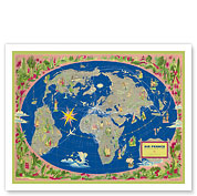 World Map Planisphere - Aviation - Giclée Art Prints & Posters