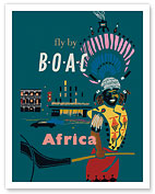 Africa - Fly by BOAC (British Overseas Airways Corporation) - African Native - Fine Art Prints & Posters