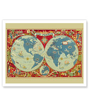 World Map Planisphere - Flight Routes - Giclée Art Prints & Posters