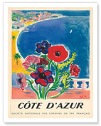 Cote d'Azur Bay, France - National Society of French Railways - Giclée Art Prints & Posters