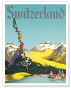 Switzerland - Lake Lucerne Swiss Alps - c. 1952 - Fine Art Prints & Posters