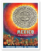 Mexico - Pride of Indian Culture - Mayan Tablet and Warriors - Fine Art Prints & Posters