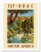South Africa - Fly by BOAC (British Overseas Airways Corporation) - Giclée Art Prints & Posters