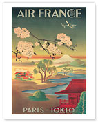 Aviation - Paris Tokio (Tokyo) - Mt. Fuji And Cherry Blossoms - Fine Art Prints & Posters