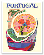 Portugal - Mermaid Windmill - c. 1960's - Fine Art Prints & Posters