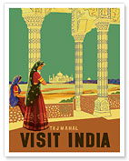 Taj Mahal - Visit India - c. 1950's - Fine Art Prints & Posters
