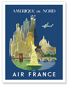 Amérique du Nord (North America) - Aviation - New York City and Paris landmarks - Fine Art Prints & Posters