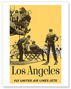 Los Angeles - Fly United Air Lines Jets - Hollywood Movie Set - Fine Art Prints & Posters