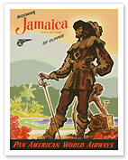 Discover Jamaica by Clipper - British West Indies - Pan American World Airways - Pirates Burying Treasure Chest - Fine Art Prints & Posters