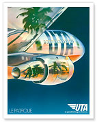 Le Pacifique (The Pacific) - Palm Trees Reflected on Plane - UTA (Union des Transports Aériens) - Fine Art Prints & Posters