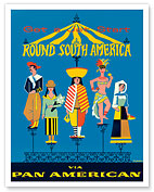 Get a Jet Start Round South America - via Pan American World Airways - c. 1957 - Fine Art Prints & Posters