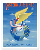 Eastern Airlines - Deux Réseaux - Un Seul Billet (Two Networks - One Single Ticket) - Fine Art Prints & Posters