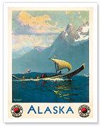 Alaska - Alaskans Off to the Potlatch - Northern Pacific Railway - Giclée Art Prints & Posters