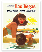Las Vegas - United Air Lines - Poolside Girl - Giclée Art Prints & Posters