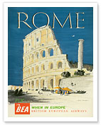 Rome, Italy - The Colosseum, Flavian Amphitheatre - BEA (British European Airways) - Fine Art Prints & Posters