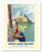 Mont Saint-Michel - Normandy, France - The Pearl of French Mediaeval Art - French National Railroads - Giclée Art Prints & Posters