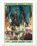 Scandinavian Airlines System - New York by SAS - New York City Times Square - Giclée Art Prints & Posters