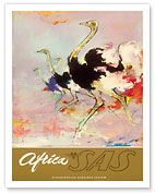 Africa - African Ostriches - SAS Scandinavian Airlines System - Fine Art Prints & Posters