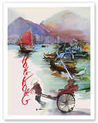 Hong Kong - China - SAS Scandinavian Airlines System - Rickshaw Junk Sail Boats - Fine Art Prints & Posters